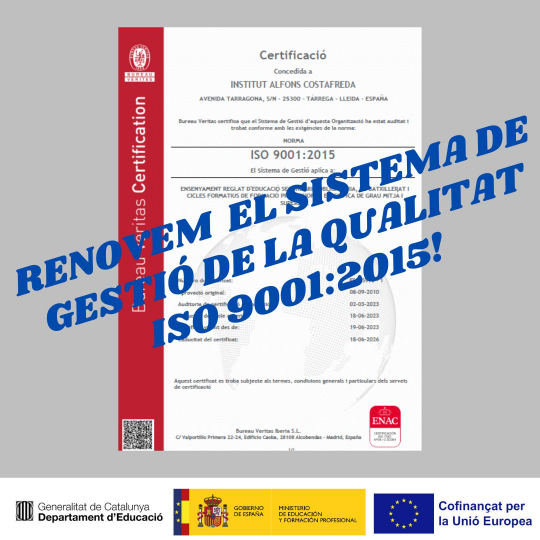 Renovació del sistema de  gestió de la qualitat ISO 9001:2015